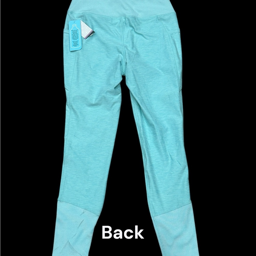 Women's MTA Sport Small Teal Pants Leggings Pull On Stretch Pockets Active NWT - Picture 4 of 9